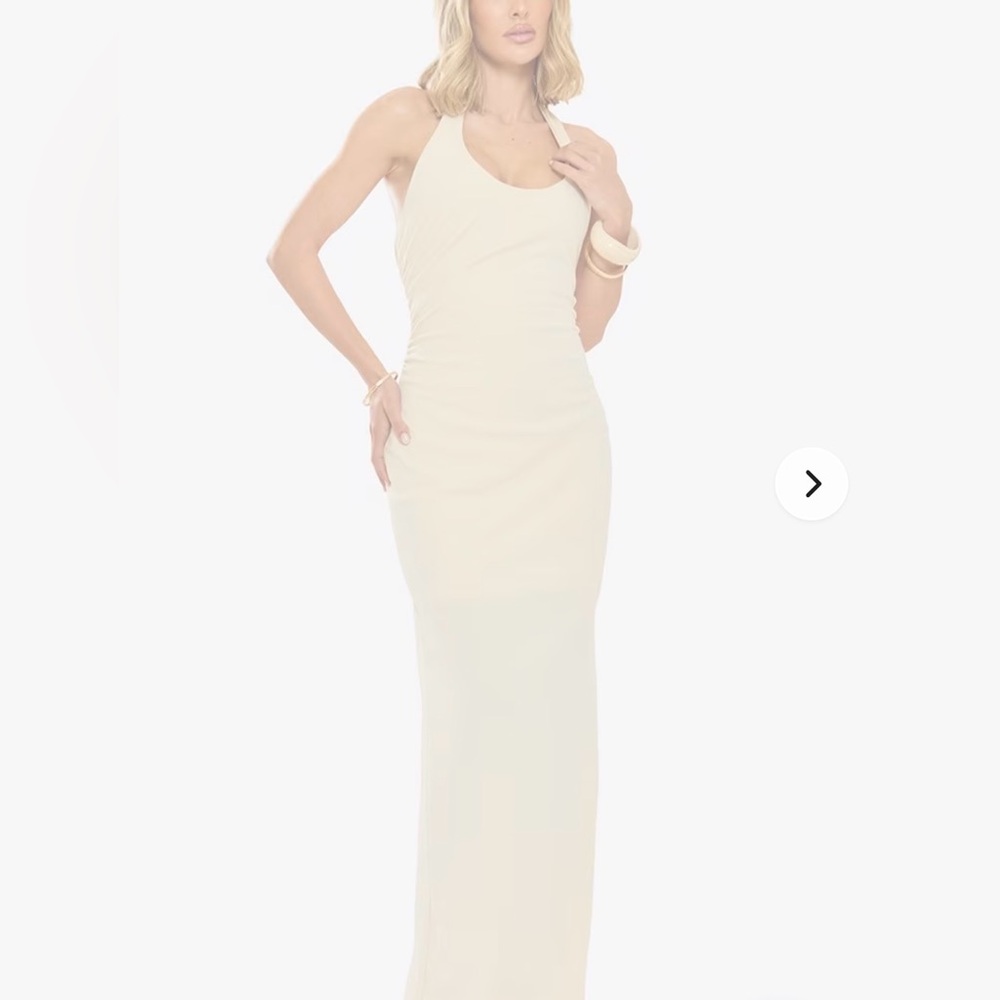 NWT ego official Scoop Neck Fitted Maxi Dress In Stone